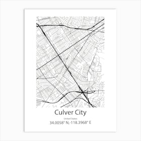 Culver City,United States Minimalist Map Art Print