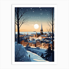 Winter Travel Night Illustration Southampton United Kingdom Art Print