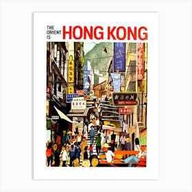 Hong Kong, Urban City Crowd, China Art Print