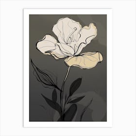 Gladioli Line Art Flowers Illustration Neutral 7 Art Print