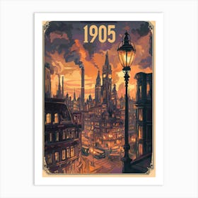 Aihrgdesign A Nostalgic Poster Of A 1905 City Skyline At Dusk 579b7064 889a 4039 A0f2 6a74205836dc 3 Art Print