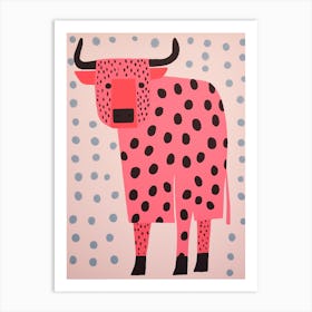 Pink Polka Dot Bison 4 Art Print