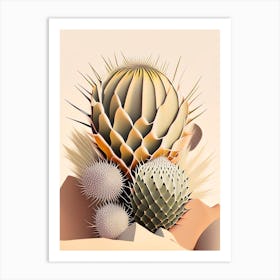 Stenocactus Cactus Neutral Abstract 1 Art Print