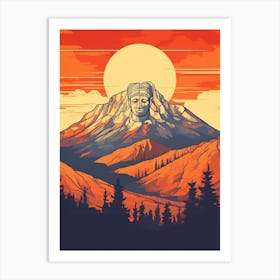 Mount Nemrut Retro Poster 2 Art Print