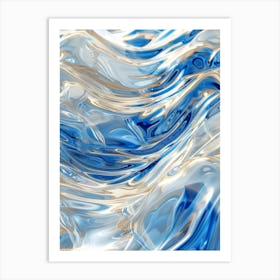 Abstract Blue And White Water Art Print