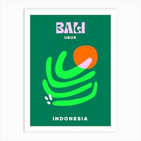 Take me to Bali Indonesia - Minimal Bold Green & Orange Summer - Travel series Art Print