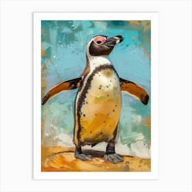 Galapagos Penguin Livingston Island Colour Block Painting 1 Art Print