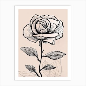 Line Art Roses Flowers Illustration Neutral 6 Art Print