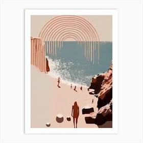 People And Cliffs - Abstract Minimal Boho Beach Art Print