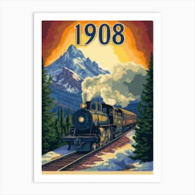 Aihrgdesign A Nostalgic Poster Of A Steam Locomotive Travelin Ba122907 7a66 4210 884d 8301808a49cd 2 Art Print