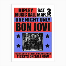 Bon Jovi 1984 Philadelphia Concert Poster Art Print