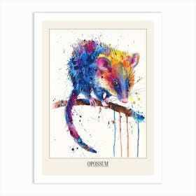 Opossum Colourful Watercolour 1 Poster Art Print