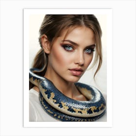 Beautiful Woman With A Snake 2 Art Print