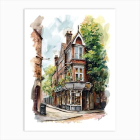 Richmond Upon Thames London Borough   Street Watercolour 3 Art Print