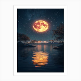 Full Moon Over Water Art Print