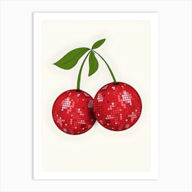 Cherries On A White Background Art Print