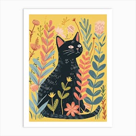 Chartreux Cat Storybook Illustration 4 Art Print