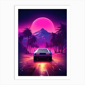 Vaporwave Retro Car Landscape Art Print