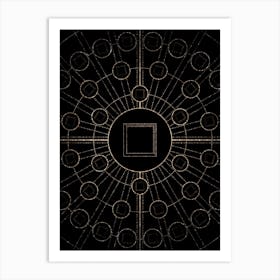 Geometric Glyph Radial Array in Glitter Gold on Black n.0028 Art Print