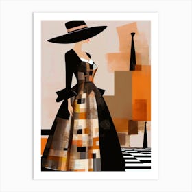 Woman In A Classy Vintage Inspired Hat And Dress Art Print