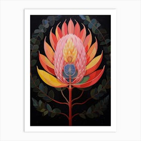 Protea 1 Hilma Af Klint Inspired Flower Illustration Art Print