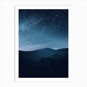 Night Sky Over Mountains Art Print