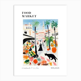 The Food Market In Malaga 2 Illustration Poster Art Print