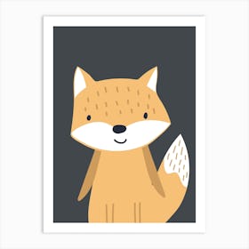 Fox Neutral Navy Kids Unisex Art Print