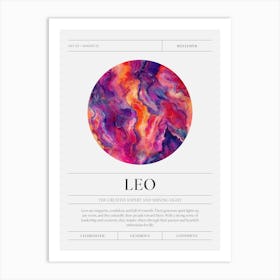 Leo Zodiac Sign, Red Jasper Birthstone Crystal Gem Art Print