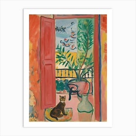 Open Window With Cat Matisse Style Tokyo Japan 3 Art Print