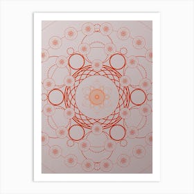 Geometric Abstract Glyph Circle Array in Tomato Red n.0085 Art Print