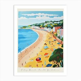 Poster Of Filey Beach, North Yorkshire, Matisse And Rousseau Style 1 Art Print