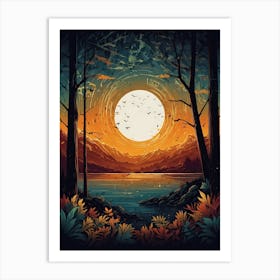 Sunset Over A Lake Art Print