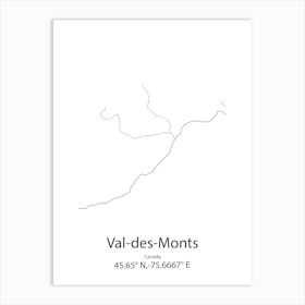 Val Des Monts,Canada Minimalist Map Art Print