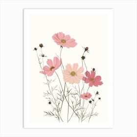 Pink Cosmos Flowers Art Print