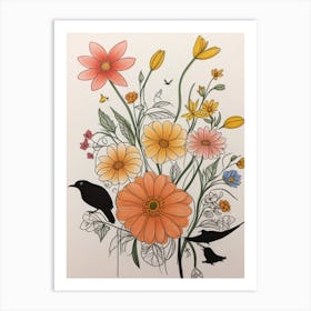 Luckycharms Flowers And Birds Art Print