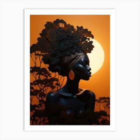 African Woman In The Sunset Art Print