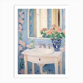 Bathroom Vanity Painting With A Forget Me Not Bouquet 3 Art Print