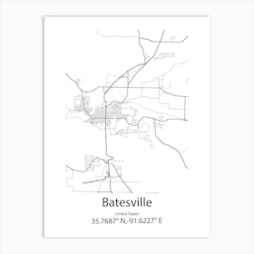 Batesville,United States Minimalist Map 1 Art Print