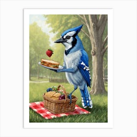 Blue Jay Picnic Art Print