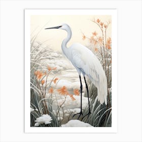 Winter Bird Painting Crane 2 Art Print
