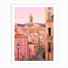 Marseille France 3 Vintage Pink Travel Illustration Art Print