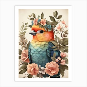 Bird With Flowers Art Print