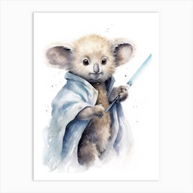 Baby Koala As A Jedi Watercolour 1 Art Print