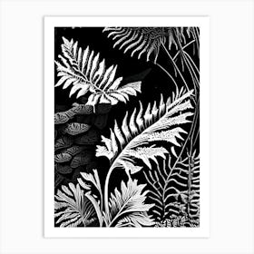 Water Fern Linocut Art Print