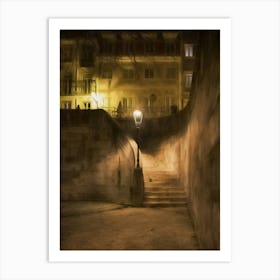 Lamplit Staircase Lisbon Art Print