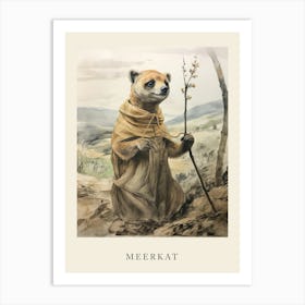 Beatrix Potter Inspired  Animal Watercolour Meerkat 1 Art Print