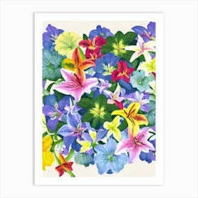Lilies Modern Colourful Flower Art Print