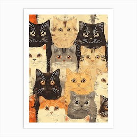 Perfectly Repeatable Artwork With Cute Cat Faces 78 Art Print