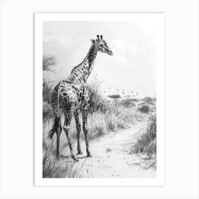 Lone Giraffe In The Wild 1 Art Print